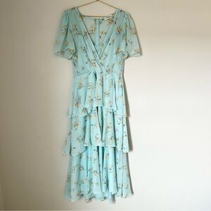 Calvin Klein Women’s Blue Floral Tiered Midi Dress